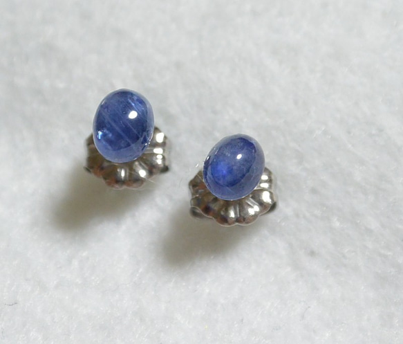 （1分）斯里蘭卡藍色藍寶石耳釘（5×4 mm·鈦柱） 第3張的照片