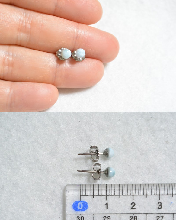 （1分）小顆粒Larimar耳釘（4毫米·鈦柱） 第5張的照片
