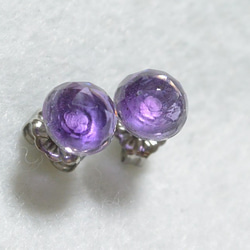 （1分）紫水晶·玫瑰切耳環（7毫米·鈦柱） 第3張的照片