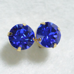 施華洛世奇·大顆粒Chaton&#39;s耳環（雄偉藍色·8毫米） 第2張的照片
