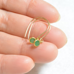 （1分）祖母綠·圓面14公斤鉤形耳環（4毫米） 第4張的照片
