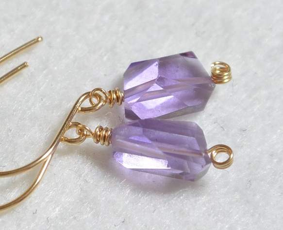 （1分）紫水晶·翻滾14kgf耳環 第3張的照片
