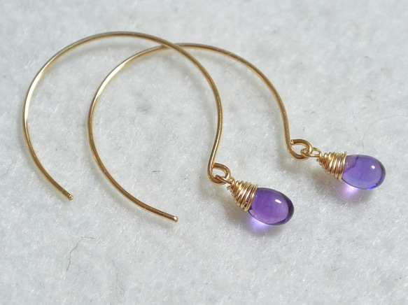 紫水晶14kgf時尚圈式耳環 第3張的照片