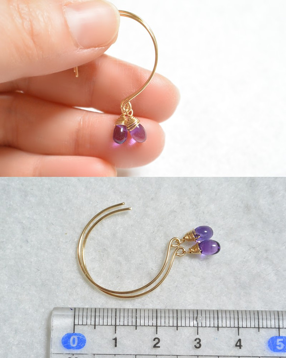 紫水晶14kgf時尚圈式耳環 第5張的照片