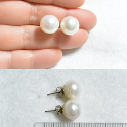 （1分）淡水珍珠紋耳環（超大號11.5毫米·鈦柱） 第5張的照片