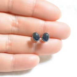 （1分）非洲藍色藍寶石耳釘（7×5毫米·鈦柱） 第4張的照片