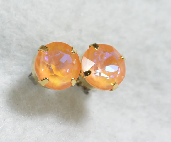 施華洛世奇大號chaton耳環（水晶，桃色，喜悅，鈦柱） 第3張的照片