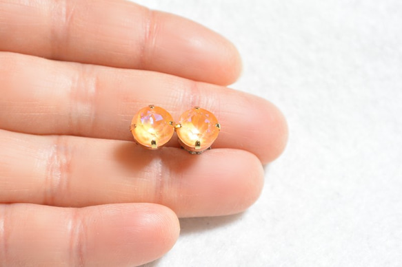 施華洛世奇大號chaton耳環（水晶，桃色，喜悅，鈦柱） 第4張的照片