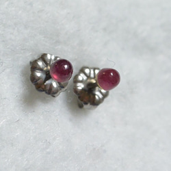 非洲紅寶石耳釘（3毫米·鈦柱） 第2張的照片