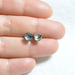 （一分）Avalon貝殼和水晶耳釘（6毫米·鈦柱） 第4張的照片