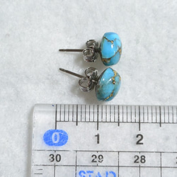 （一分）藍色kappa綠松石耳釘（8毫米·鈦柱） 第5張的照片