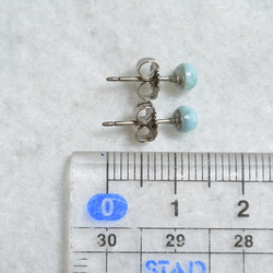 （1 piece）Small Larimar耳釘（4毫米鈦柱） 第5張的照片