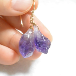 （單件）紫水晶粗14kgf耳環 第4張的照片