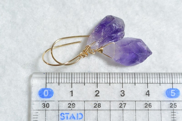 （單件）紫水晶粗14kgf耳環 第5張的照片