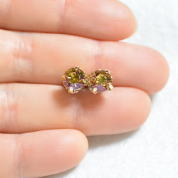 施華洛世奇稀有彩色Chaton耳環（6毫米，淺科羅拉多黃玉發光綠色） 第4張的照片
