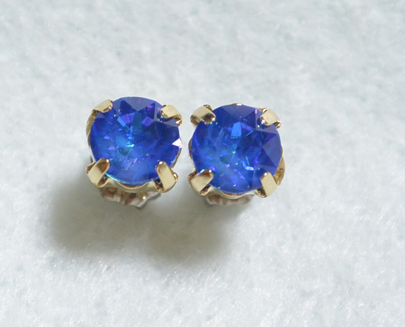 施華洛世奇Chaton耳環（6毫米水晶皇家藍） 第1張的照片