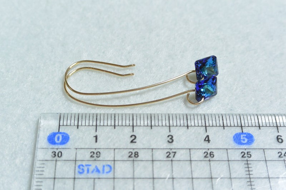 14kgf長耳環，施華洛世奇公主切割（百慕大藍） 第5張的照片