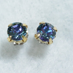 施華洛世奇稀有彩色Chaton耳環（6毫米藍綠色Vitrail淺色） 第2張的照片