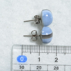 （一分）條紋藍色蛋白石耳釘10毫米（鈦金屬柱） 第5張的照片
