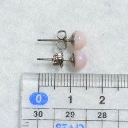 （一分）粉紅色蛋白石耳釘（6毫米鈦金屬柱） 第5張的照片