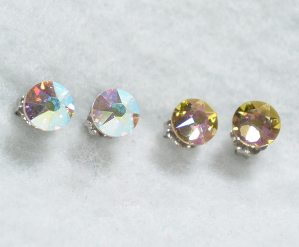 スワロフスキーのセットピアス（6mm・クリスタルオーロラ