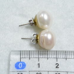 （1分）1粒淡水珍珠耳環（超大11.5mm /鈦柱） 第5張的照片