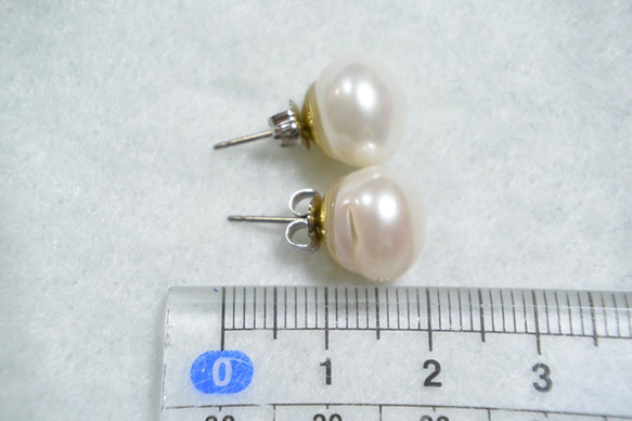 （1分）1粒淡水珍珠耳環（超大11.5mm /鈦柱） 第5張的照片