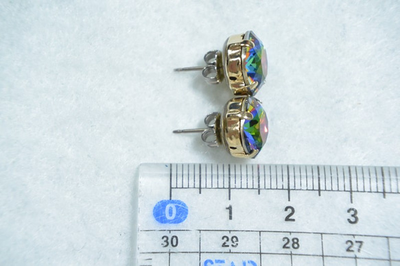 施華洛世奇大寶石耳環（10毫米墊形切割Vitrail中號鈦金屬貼） 第5張的照片