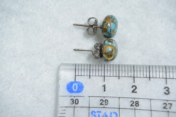 （1分）藍銅藍綠色螺柱耳環（8毫米鈦柱） 第5張的照片
