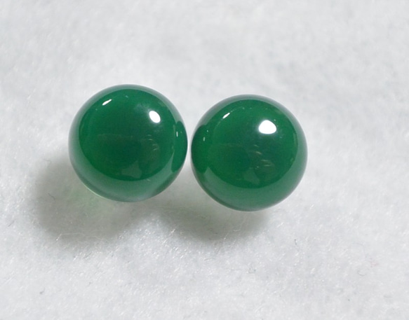 綠瑪瑙耳釘（10 毫米，鈦耳釘） 第1張的照片