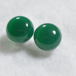 綠瑪瑙耳釘（10 毫米，鈦耳釘） 第3張的照片