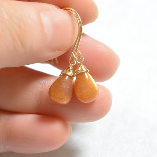 ♢美しいボリューム♢ゴールデンシャインムーンストーン ルビー 14kgf