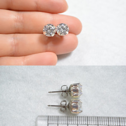 5A方晶鋯石耳環・8mm（銀・鈦柱） 第5張的照片