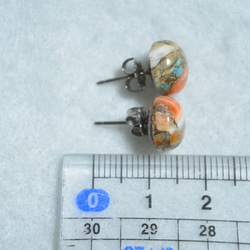 （1件）牡蠣銅綠松石耳環（10毫米/鈦金屬柱） 第5張的照片