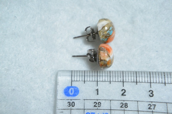（1件）牡蠣銅綠松石耳環（10毫米/鈦金屬柱） 第5張的照片