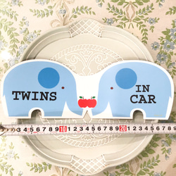 車用マグネット　twins in car 「ぞうさん」ツインズインカー　双子　ベビーインカー 2枚目の画像