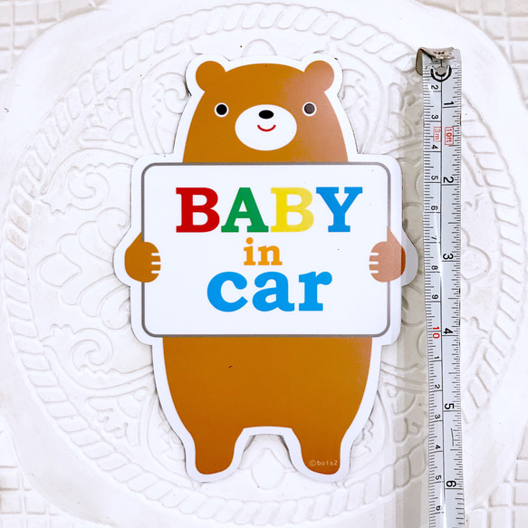 車用マグネット baby in car 「くまカラフル」ベビーインカー 2枚目の画像
