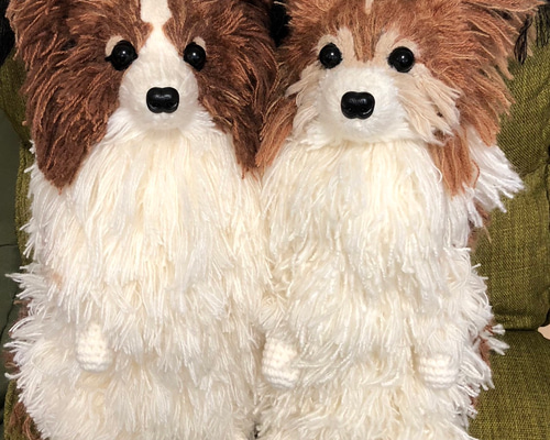 オーダー製作❣️編みぐるみ パピヨンのパピちゃん+ヨンちゃん´•ﻌ