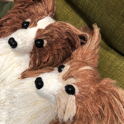 オーダー製作❣️編みぐるみ パピヨンのパピちゃん+ヨンちゃん´•ﻌ