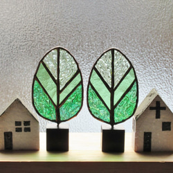 <受注作品＞2個set 「tree」のオブジェ 窓飾り　サンキャッチャー　置物　ステンドグラス　木　樹木　窓際 4枚目の画像