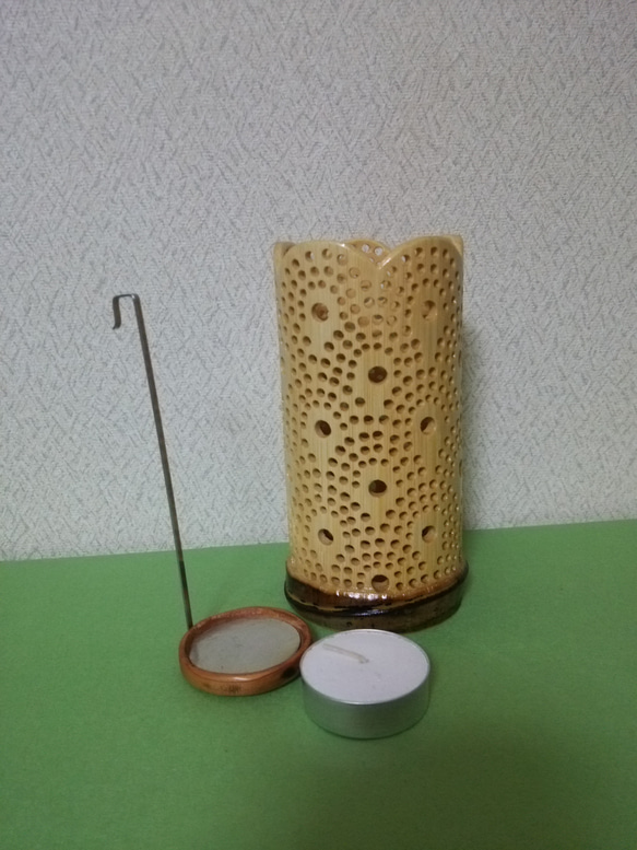 竹製キャンドルホルダー「うろこ」m-3 4枚目の画像