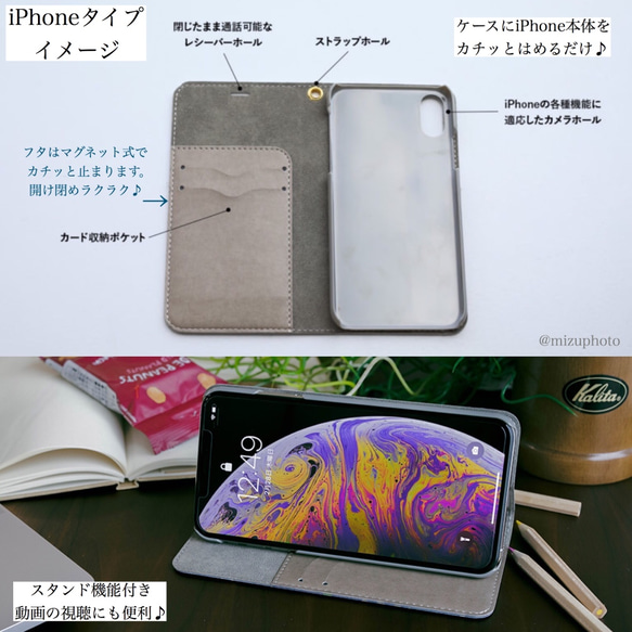 ベルト帯なし手帳型スマホケースの仕様・対応機種 1枚目の画像