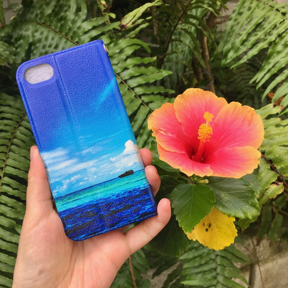 『Paradise blue』手帳型スマホケース ベルト帯なし【iPhone/Android全機種対応】 5枚目の画像