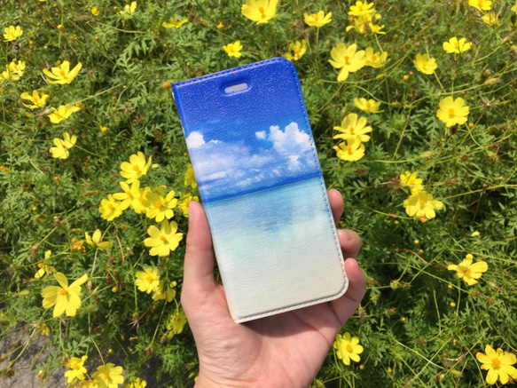 『Dreaming blue』手帳型スマホケース ＊ ベルト帯なしタイプ【全機種対応】 4枚目の画像