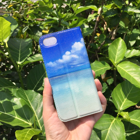 『Dreaming blue』手帳型スマホケース ＊ 帯ベルトなしタイプ【全機種対応】 5枚目の画像