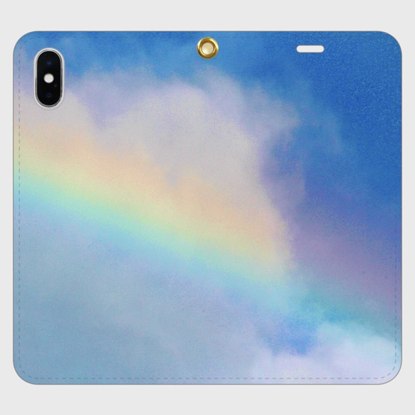 『Rainbow carrying happiness』手帳型スマホケース ＊ ベルト帯無しタイプ【全機種対応】 1枚目の画像