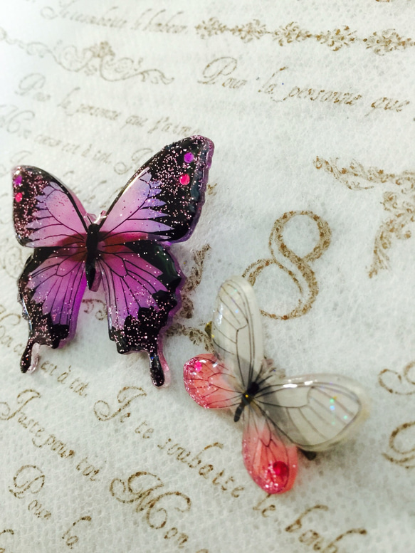 蝶々のブローチ ピンクセット 2枚目の画像
