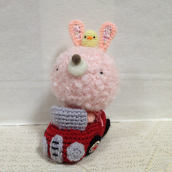 高さ8㎝)ダーニング刺繍のぺったんこくまキーホルダー ぬいぐるみ