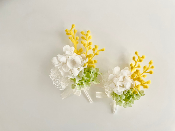 ミモザのコサージュ親子ペア　（別売りも有り） 1枚目の画像