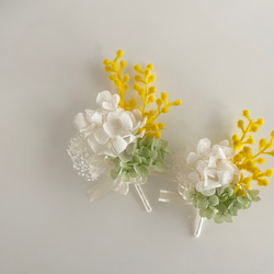 ミモザとプリザーブドフラワーのコサージュ 5枚目の画像